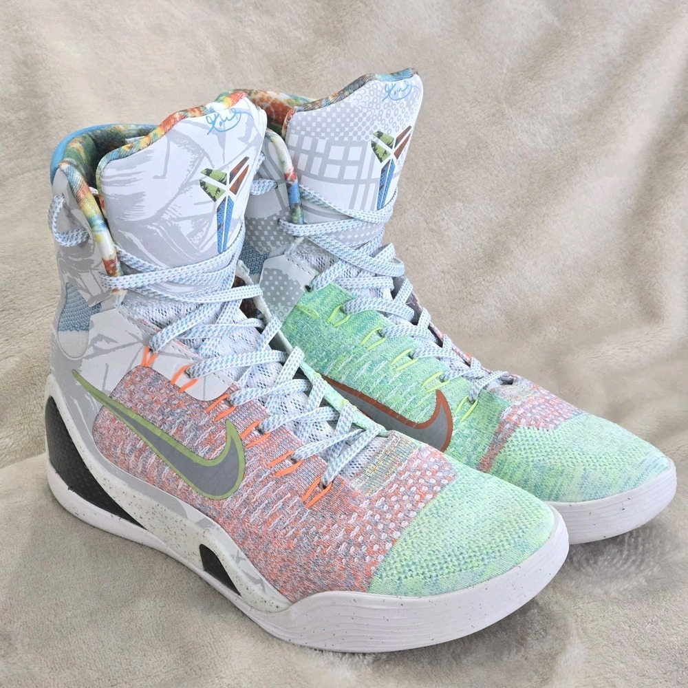 Nike Kobe 9 Elite What The Kobe WTK Flyknit Multicolor High Top Basketball Shoes - Picture 14 of 16